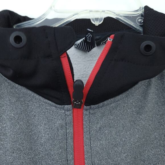 Fox Racing Hoodie Men Small Gray Red Black Colorblock Hooded Zip Up Jacket Coat - Picture 5 of 8
